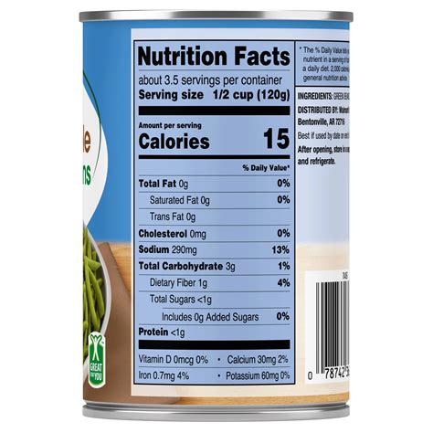 Canned Green Beans Nutrition Label