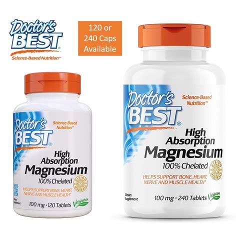 Doctor's Best High Absorption Magnesium Glycinate Lysinate, 100 mg, 120 ...