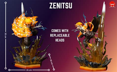Buy Zenitsu Action Figure Demon Slayer LED Action Figures Thunder God ...