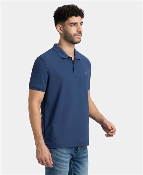 Buy Microfiber Fabric Solid Half Sleeve Polo T-Shirt with StayDry ...