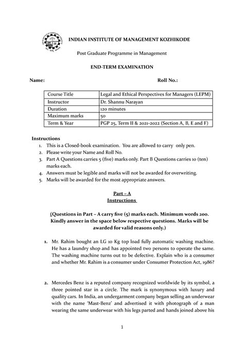 PGP 25 273 Hariharan B E LEPM - INDIAN INSTITUTE OF MANAGEMENT ...