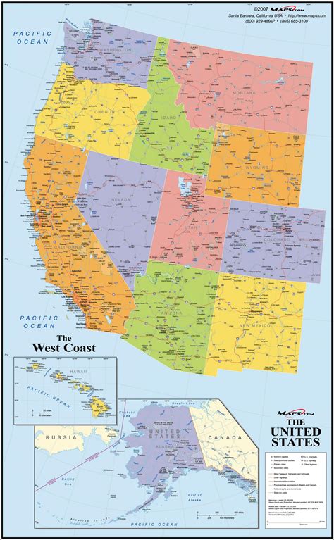 Us west coast map with cities