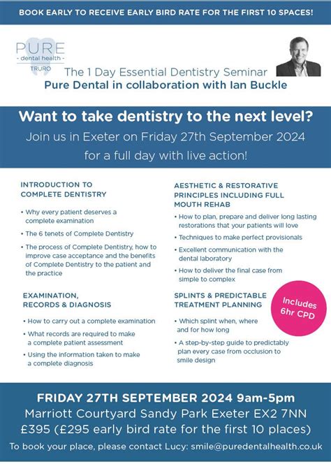 The 1 day Essential Dentistry Seminar with Ian Buckle in collaboration ...