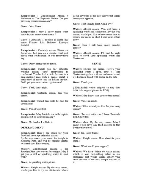 Image result for Waiter Script