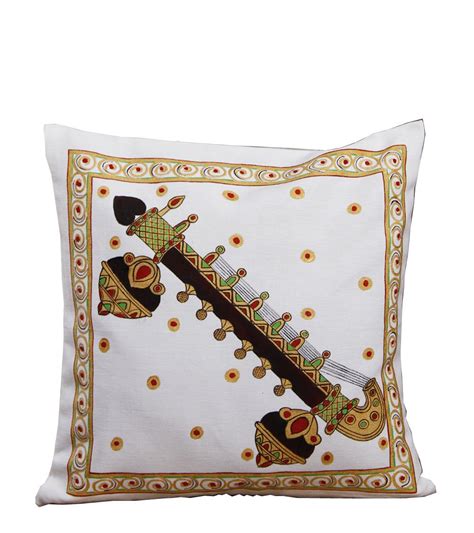 Buy Rangrage - Tanjore Rudra Veena - White - Cotton - Hand Painted ...