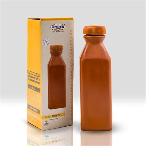 MITTICOOL Terracotta Self-Cooling Clay Square Water Bottle - 400 ML ...