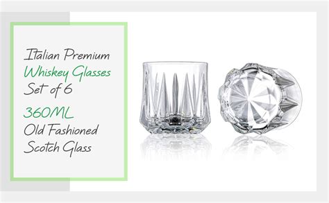 NVRA Italian Premium Whiskey Glasses Set of 6 | 360ML Old Fashioned ...