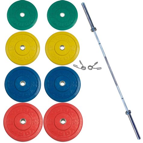 York Color Bumper Plate Set with Olympic Bar (New) - Expert Fitness Supply