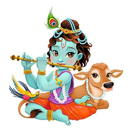 Decals Design 'Lord Krishna with Flute Cute' Wall Sticker (PVC Vinyl ...