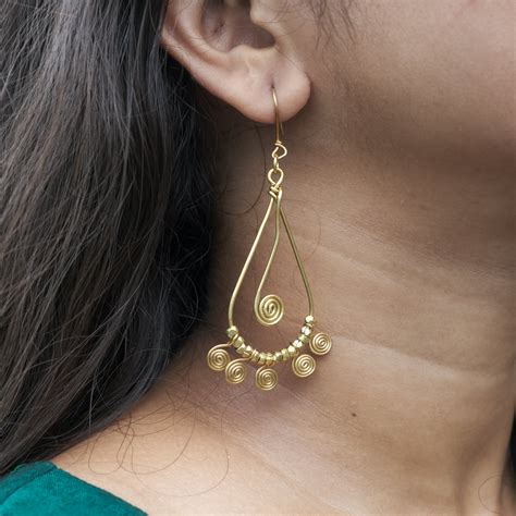 Dhokra Craft Handmade Mrutika Earrings - Authentic Tribal Brass Jewelry ...