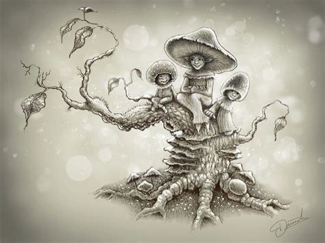 fairytale mushroom drawing