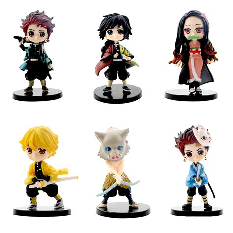 Buy MC TTL 6 Pcs Demon Slayer Cake Topper, PVC Demon Slayer Toys Mini ...