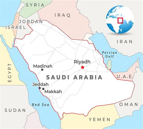 Premium Vector | Saudi Arabia map with capital Riyadh most important ...