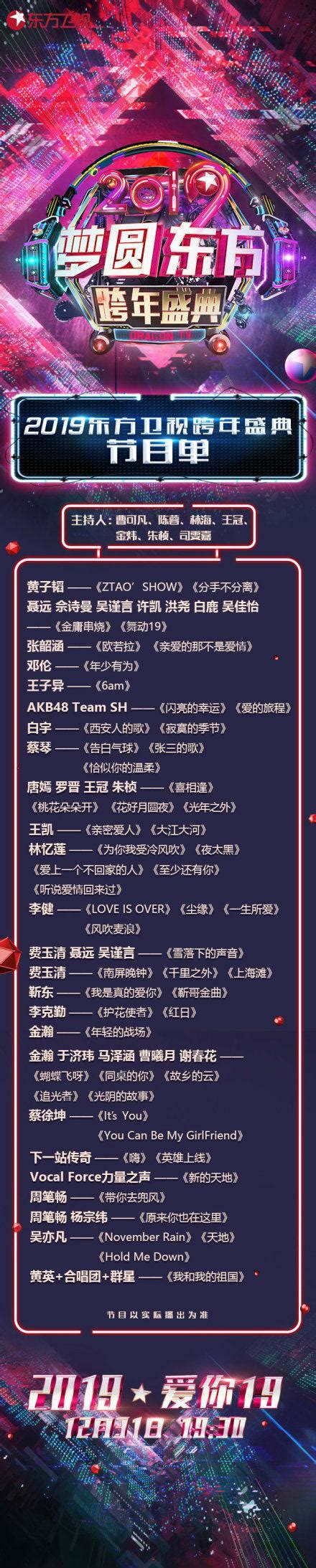 2019东方卫视跨年演唱会节目单（明星出场顺序+节目名称）- 南昌本地宝
