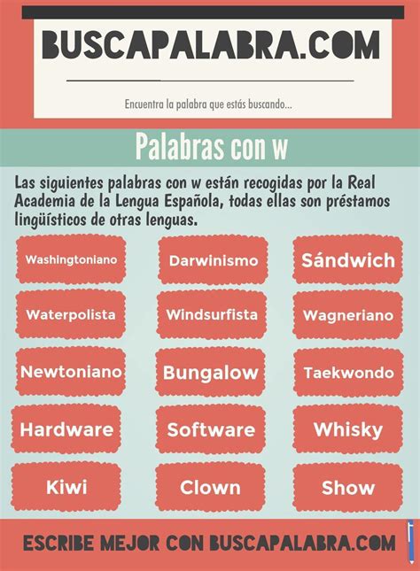 108 Palabras con W - Palabras que se escriben con W Ordenadas por longitud