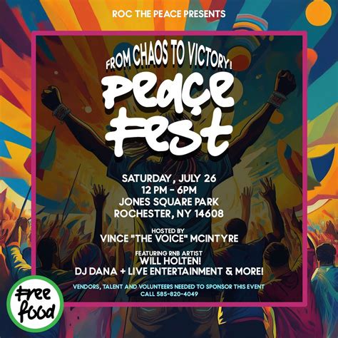 16th Annual Roc the Peace Festival , Jones Square, Rochester, 26 July ...