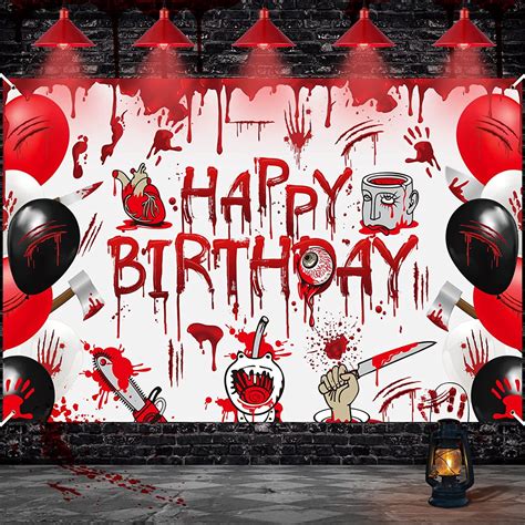 Scary Halloween Party Decorations Banner Horror Happy Birthday Banner ...