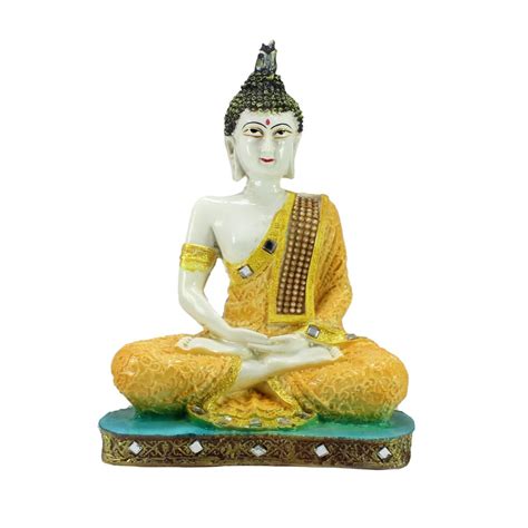 Buy eCraftIndia Orange Buddha Showpiece - 24 Cm Online