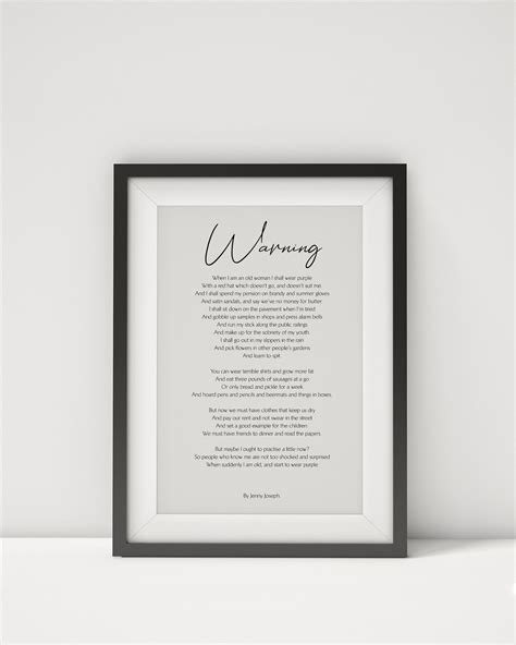 Warning Print by Jenny Joseph Warning Framed Poem by Jenny - Etsy Australia
