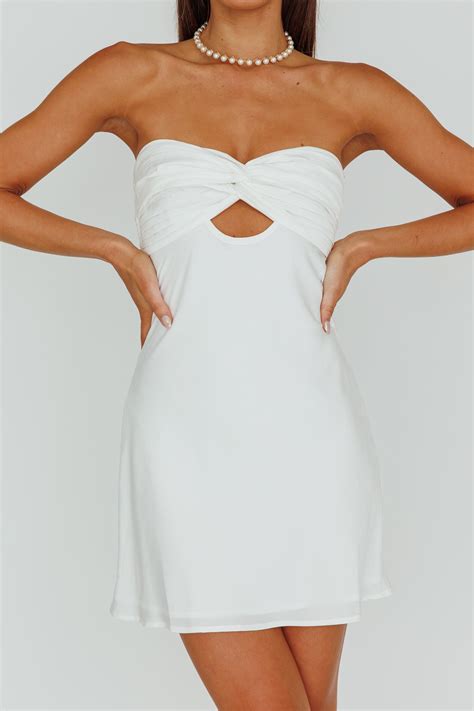 Shop the Firefly Twist Bust Mini Dress White | Selfie Leslie