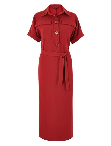 Buy Crepe Tie Front Midi Shirt Dress at Marks & Spencer