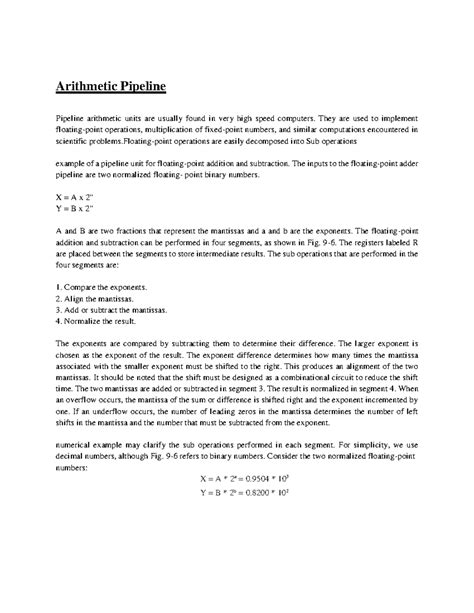 COA 5 - Arithmetic Pipeline Pipeline arithmetic units are usually found ...