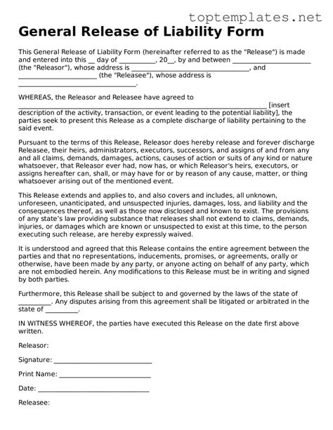 Free Release of Liability Forms - Simple PDF Template