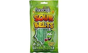 Raindrops Sour Belts Gummy Candy Green Apple Artificially Flavored ...