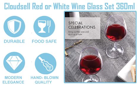 Buy Cloudsell Glass Wine Glass - 6 Pieces, Clear, 360 ml Online at Low ...