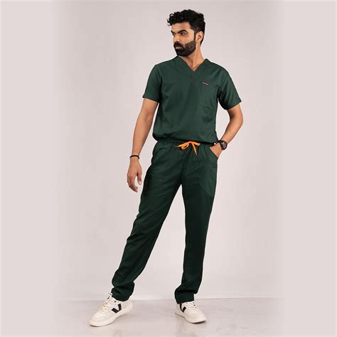 Men’s Surgical Green Everyday Scrubs – V-Neck with Multiple Pockets ...