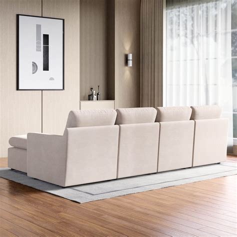 Buy Nolan Fabric 4-Seater Sofa with Ottoman - Beige from Home Centre at ...