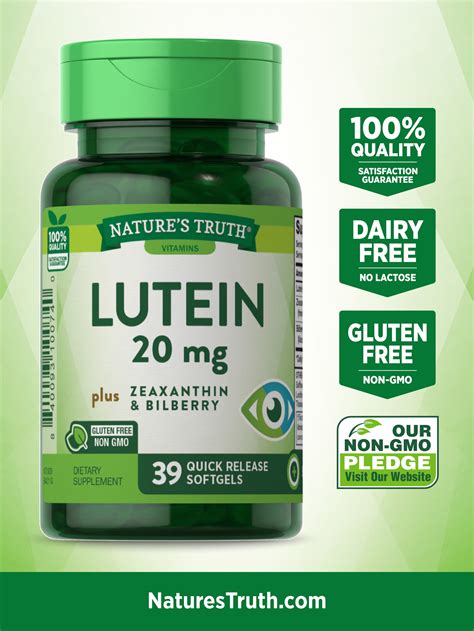 Buy Lutein and Zeaxanthin with Bilberry 20 mg | 39 Softgels | Non-GMO ...