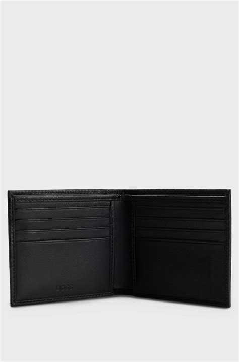 BOSS - Monogram-embossed leather wallet and card holder gift set - Black