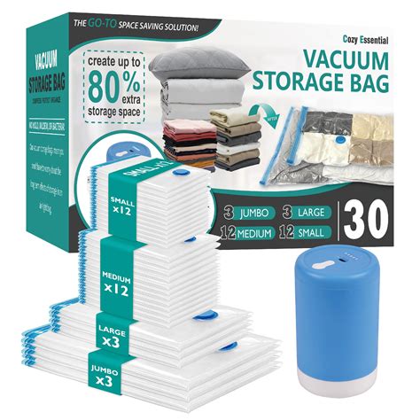 Vacuum Storage Bags with Electric Pump, 30 Pack (3 Jumbo/3 Large/12 ...
