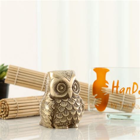 Buy Two Moustaches Vintage Brass Owl Showpiece | Home Decor | Brass ...