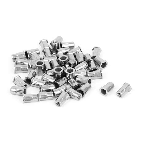 M4 Stainless Steel Flat Hex Head Blind Rivet Nut Insert Nutserts 50pcs ...