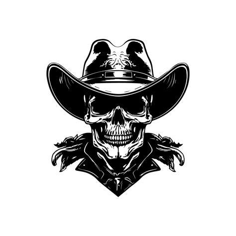 Skull With Cowboy Hat Drawing