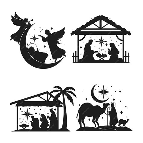 Christmas Crib Clipart Black And White at JENENGE blog