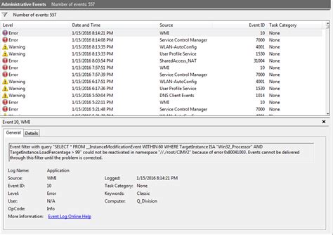 Image result for Event Viewer Errors