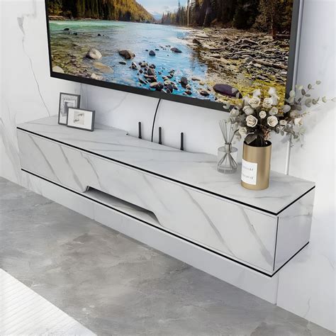 Wood TV Stand with Shelves and Cabinet - Modern Style, Cable Management ...