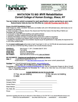 Fillable Online INVITATION TO BID MVR Rehabilitation Cornell College of ...