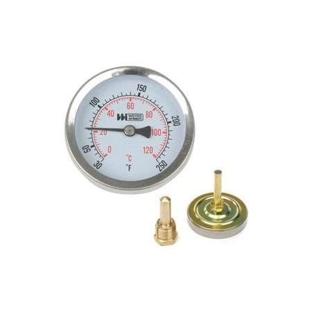Weiss Instruments 2 1/2" dial, 30-250F, 1/2" NPT rear HWBM25 | Zoro