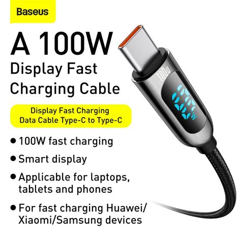 Baseus Display Fast Charging Data Cable Type-C To Type-C 100W (CATSK-B ...