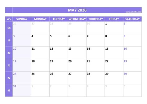 May Calendar 2026