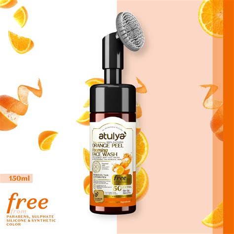 Shop Orange Peel Foaming Face Wash with Silicone Brush – atulya