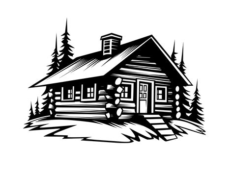 Log Cabin SVG - House in Woods Silhouette Clipart Cut File, Instant ...