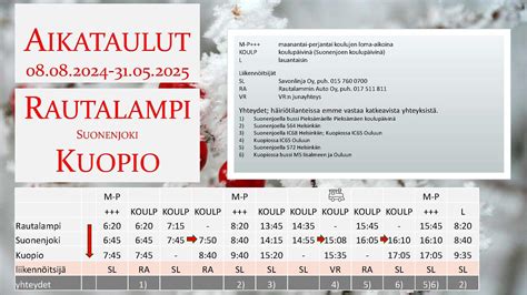 Talviaikataulu 8.8.2024-31.5.2025 on ilmestynyt - Rautalampi.fi