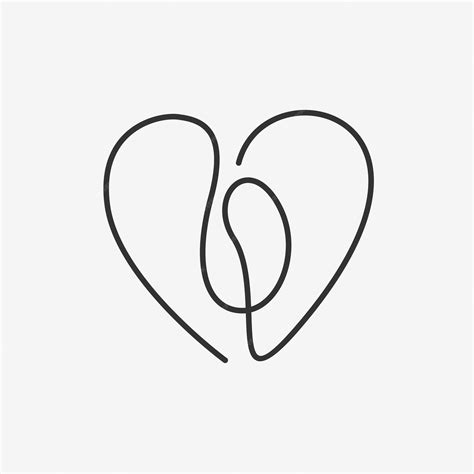 Premium Vector | Heart and coffee beans sign illustration continuous line art style