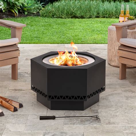 Sunjoy Smokeless Fire Pit, Hexagonal Outdoor Fire Pit, Wood Burning ...