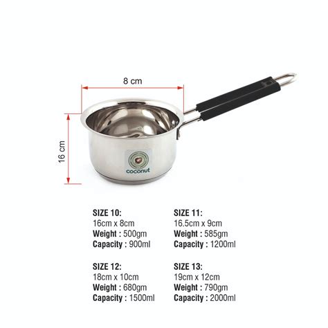 Coconut Stainless Steel Capsulated Bottom Sauce Pan - Ideal for Heatin ...